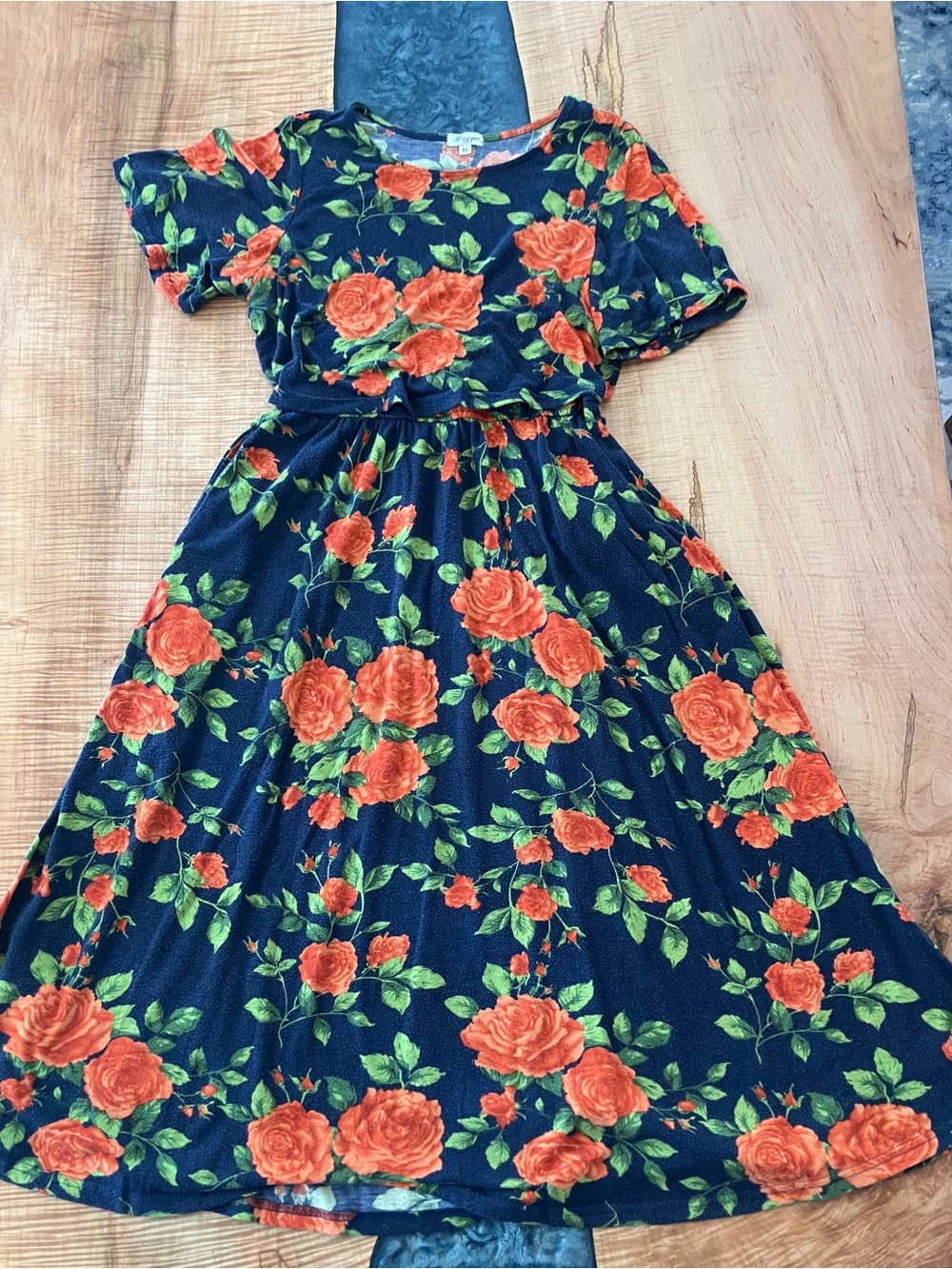 Original Ringger Dress. Navy Scarlet Rose.
